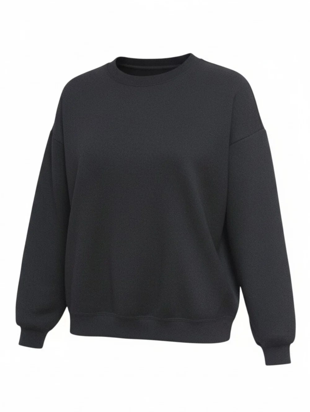 Skims Cotton Fleece Classic Crewneck Sweatshirt Top Onyx Black XLarge NWT - Picture 1 of 5